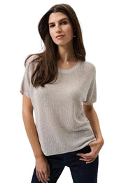 Joseph Ribkoff Short Sleeve Crewneck Jewel Pullover   (2639900)(Moonstone)