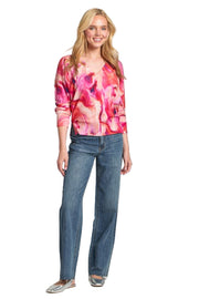 APNY Berry Marble Print V-Neck Pullover (SW132C)