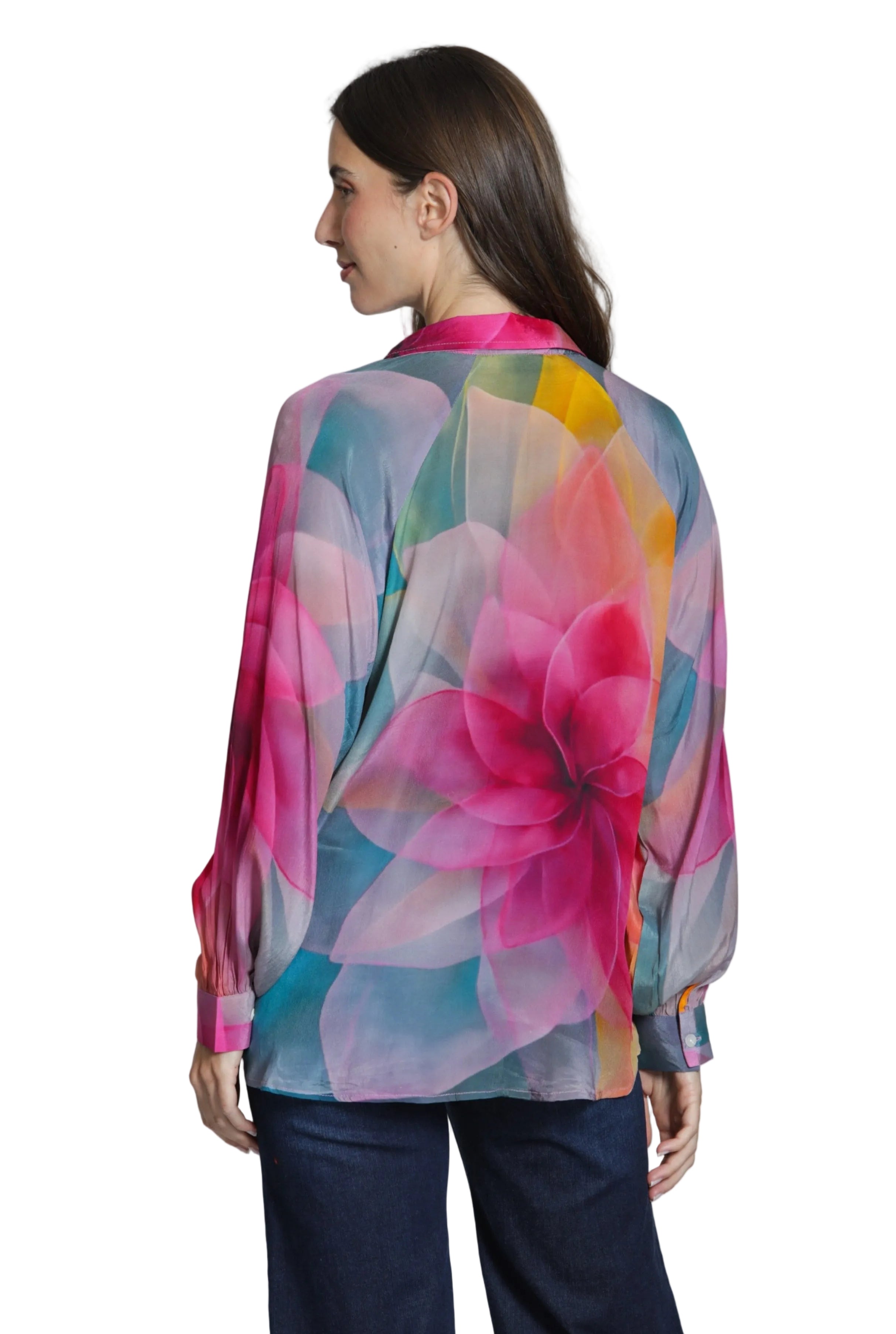 APNY Bright Multi Floral  Abstract Half Placket Pull Over Shirt (T16P/C-533D/NC)