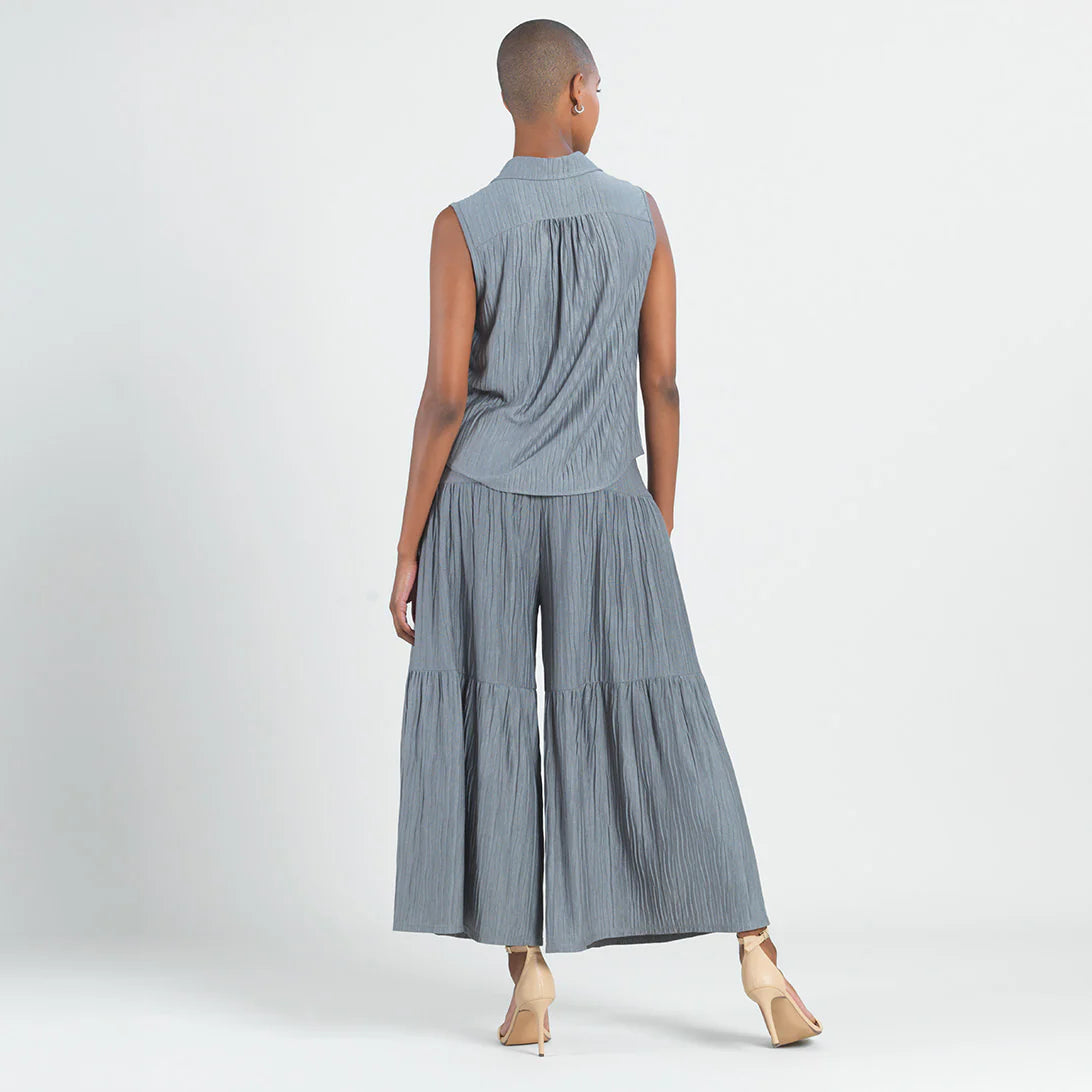 Clara Sun Woo Soft Pleat Tie Front Sleeveless Top (T184PL)
