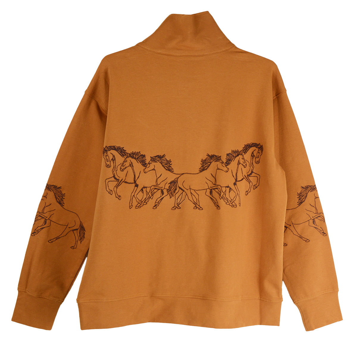 Tru Lux Knit Long Sleeve Popover with Embroidered Horse Design (T46224TM) (Medium Brown)