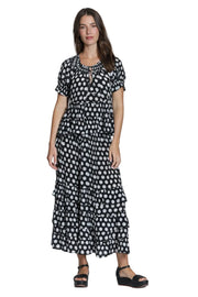 APNY Short Sleeve Top with Rouched Neck (T625P/C-659D/NC)(Black/White)