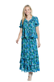 APNY Tiered Pull-on Skirt (T63P/C-655D/NC)(Blue lagoon)