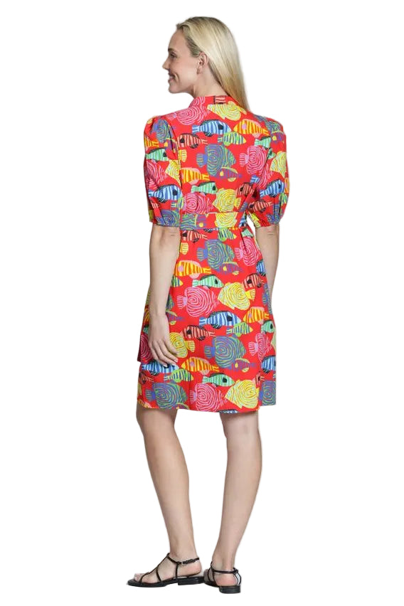 APNY Tunic Dress with Puff Sleeve Bold Print Design (Red Multi)(T67P/C-367D/CT)