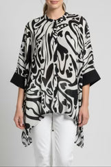 APNY Front Button Kimono (T75P/C-671D/NC)(Black/White)