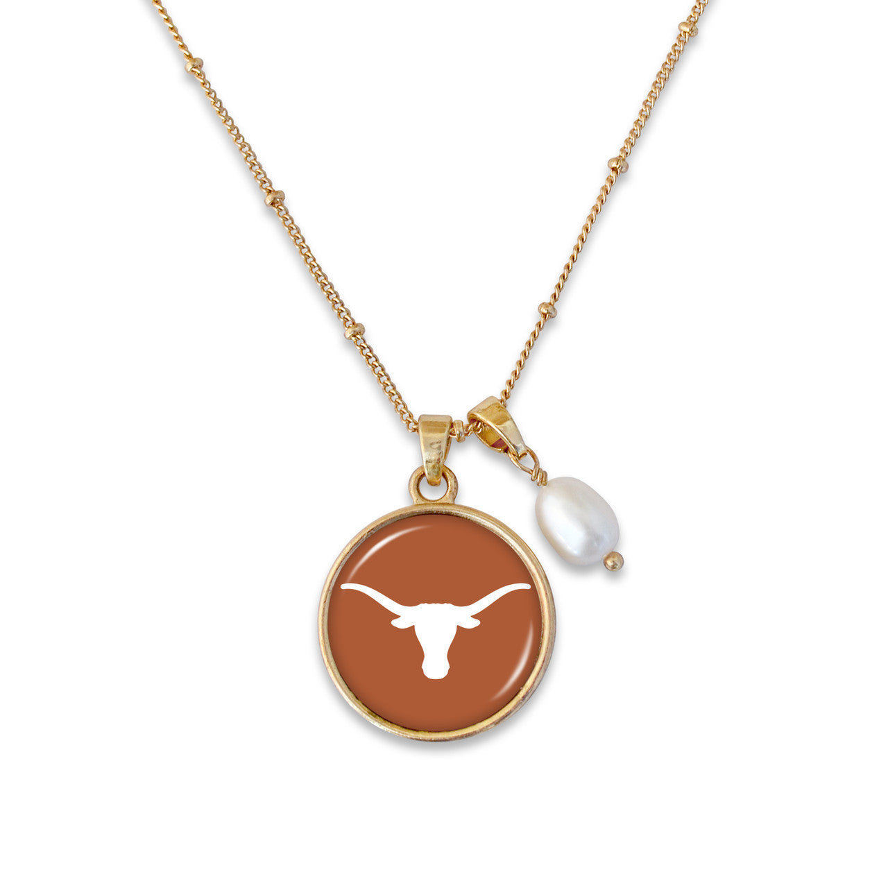 Texas Longhorn Diana Pearl Drop Necklace (TEX43406)