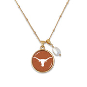 Texas Longhorn Diana Pearl Drop Necklace (TEX43406)