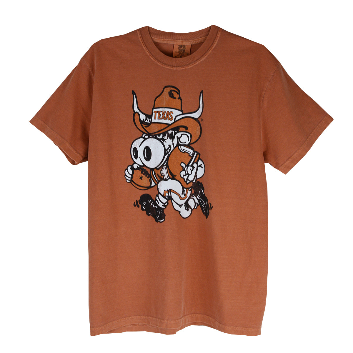 Texas Longhorn Retro Brand Unisex Vintage Running Football  Bevo "T" Tee (Yam )(TEXR632A)