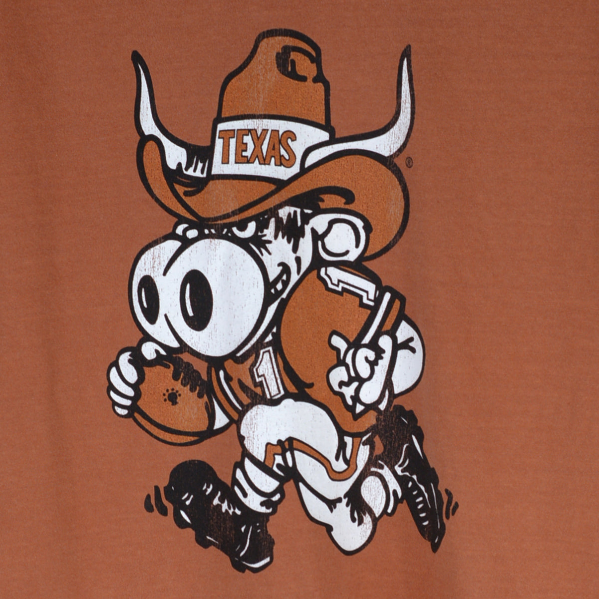 Texas Longhorn Retro Brand Unisex Vintage Running Football  Bevo "T" Tee (Yam )(TEXR632A)