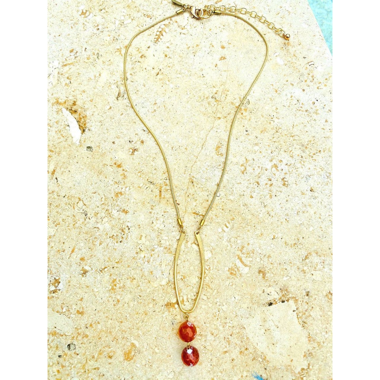 Treska Burnt Orange Bead Necklace