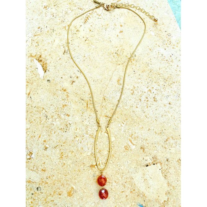 Treska Burnt Orange Bead Necklace