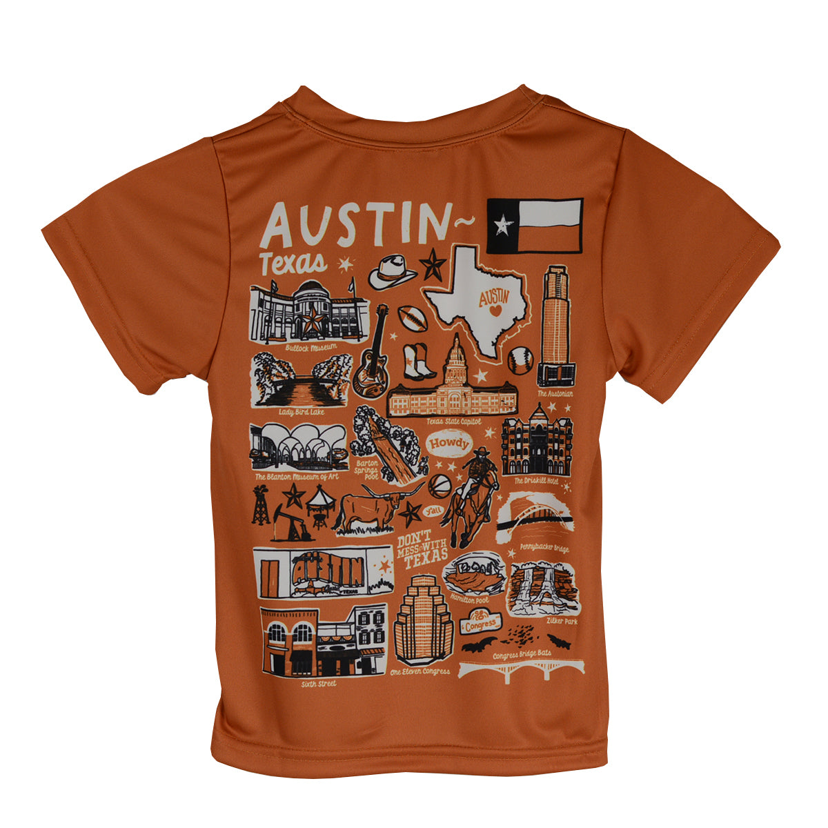 Vive La fete Austin Texas Print Tee Toddler (TPS11M)(Burnt Orange )