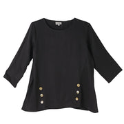 Toofan Tencel Solid Black Pull Over Top