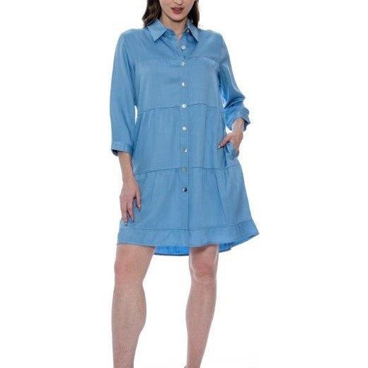 Toofan Tencel Solid Sky Tiered Dress