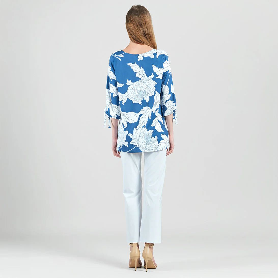 Clara Sun Woo Mum print soft Tunic Tie Sleeve Cuff 3/4 Sleeve (TU37P52)(Navy )