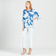 Clara Sun Woo Mum print soft Tunic Tie Sleeve Cuff 3/4 Sleeve (TU37P52)(Navy )
