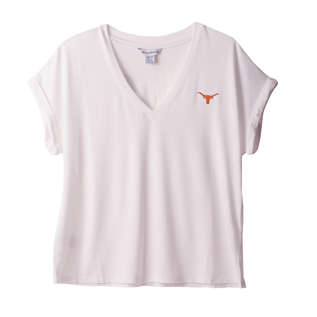 Texas Longhorn Tommy Bahama Ladies Kauai V-Neck Cuffed Sleeve Tee (TW219726) WHT