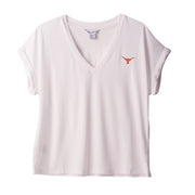 Texas Longhorn Tommy Bahama Ladies Kauai V-Neck Cuffed Sleeve Tee (TW219726) WHT