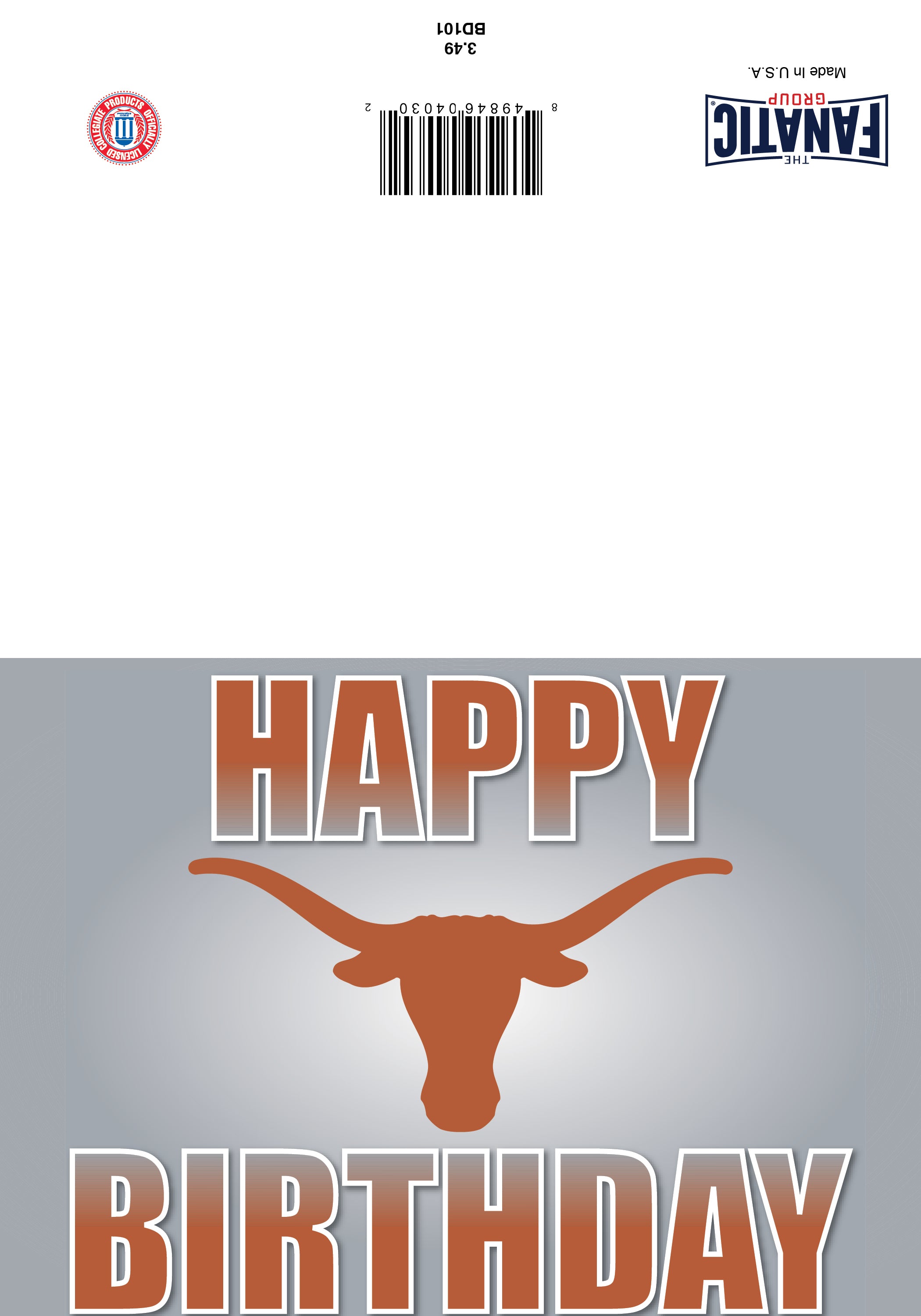 Texas Longhorn Happy Birthday Greeting Card (BD101)
