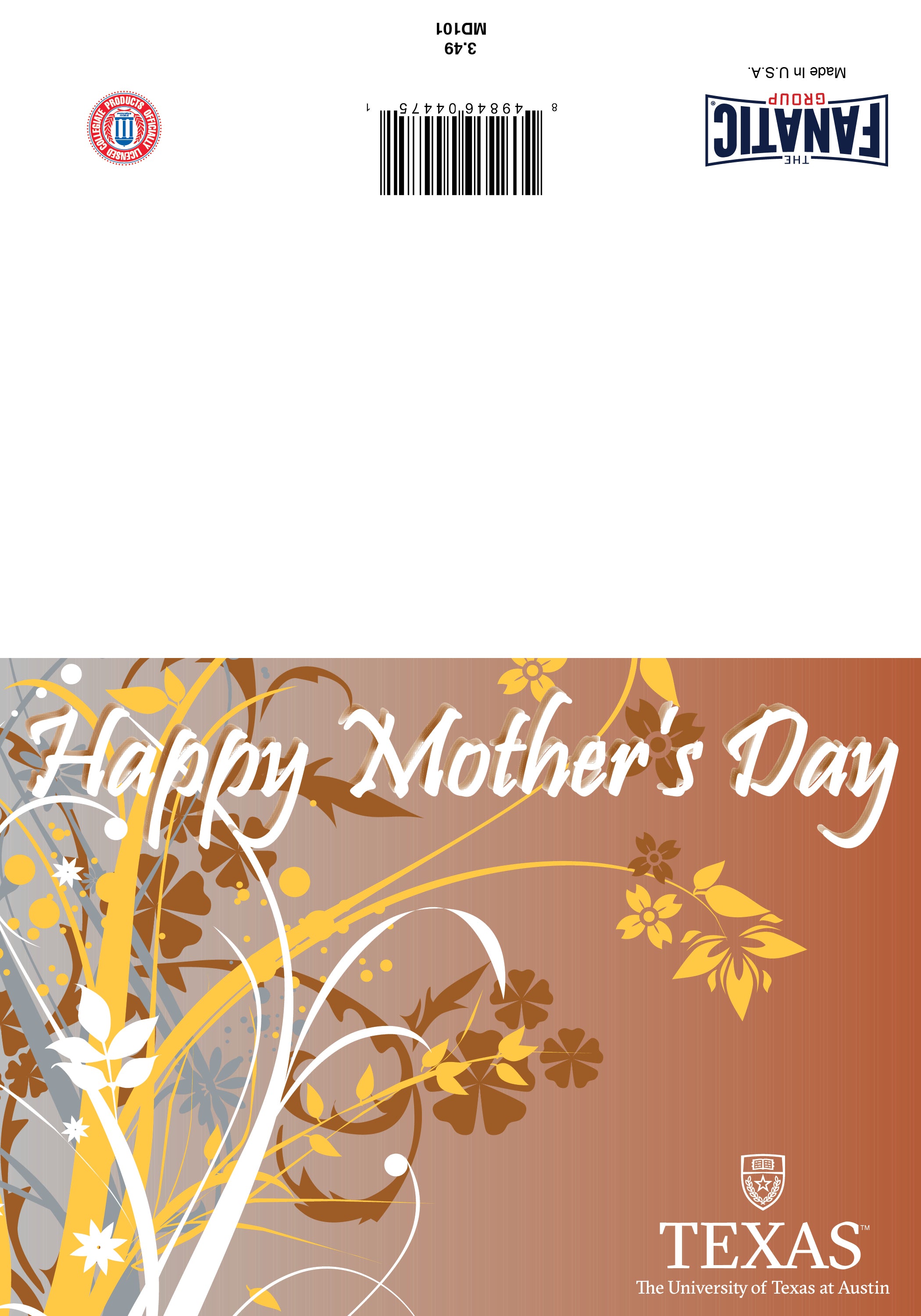 Texas Longhorn Happy Mother's Day Greeting Card (MD101)