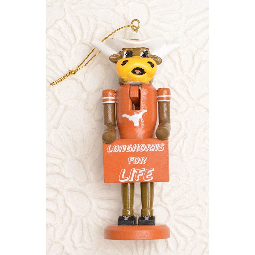 Texas "Longhorn for Life" Wooden Nutcracker Ornament (TXL035)