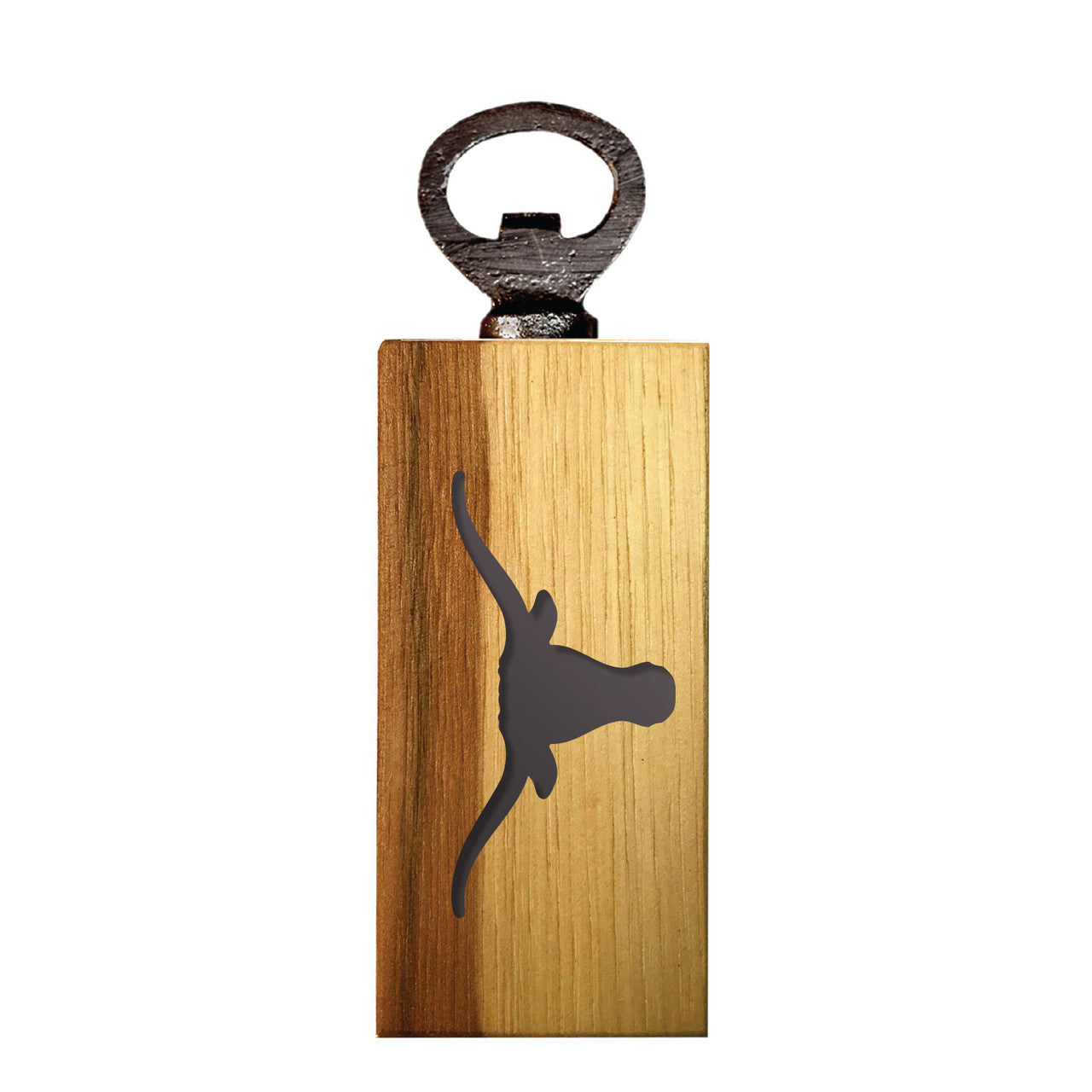 Texas Longhorn Mini Wood Branded Logo Bottle Opener (UTX-MBO)