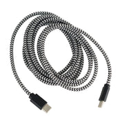 USB Type C Charging Cable With Cotton Braided Cord (US250) (Black/Silver)