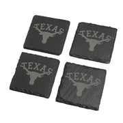Texas Longhorn Slate Etched TEXAS Arch Logo Coasters (Set of 4) (UTX-SLTCST)