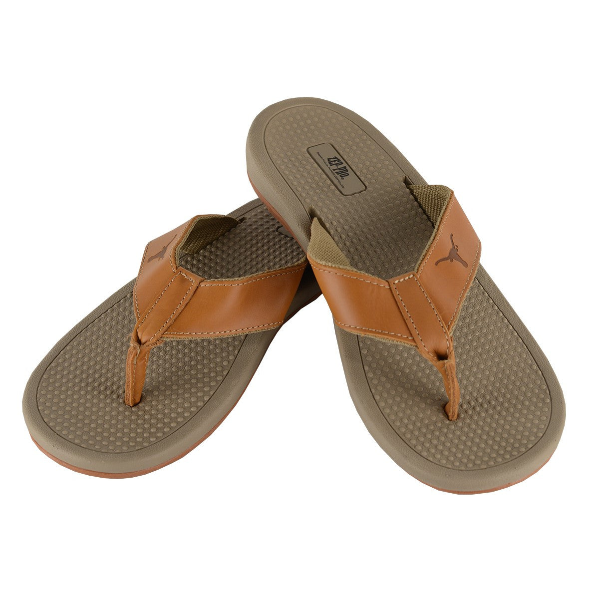 Texas Longhorn Men's Leather Logo Embossed Sandal (UTX-S20 TAN)