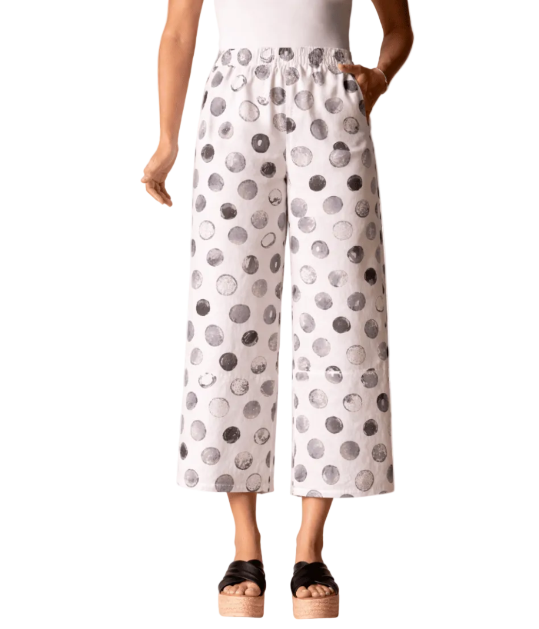 Habitat Linen Dot Seamed Crop Pant (46977)(Oatmeal)