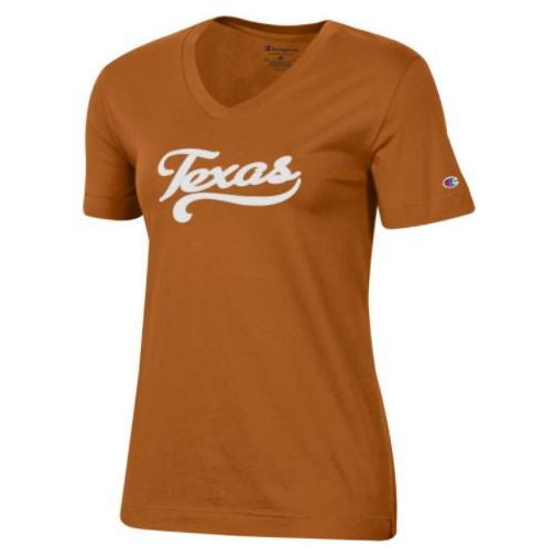 Texas Longhorn Ladies Felt Script Applique Tee (C60014755-384)