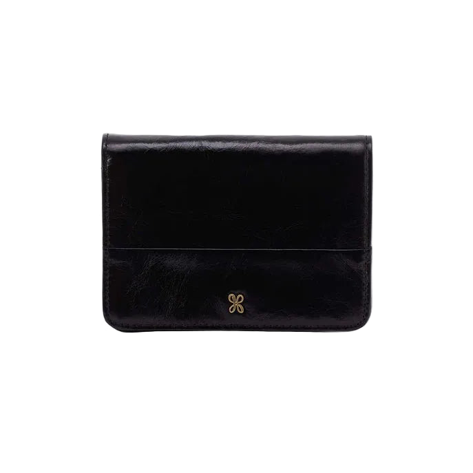 HOBO Jill Polished Leather Bifold Wallet (Black)