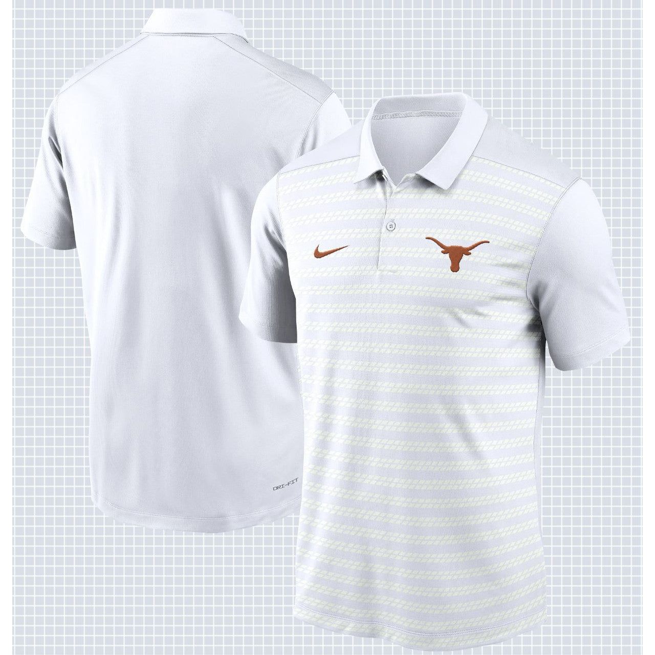 Texas Longhorn Nike Victory Dri Fit Tonal Stripe Polo WHITE