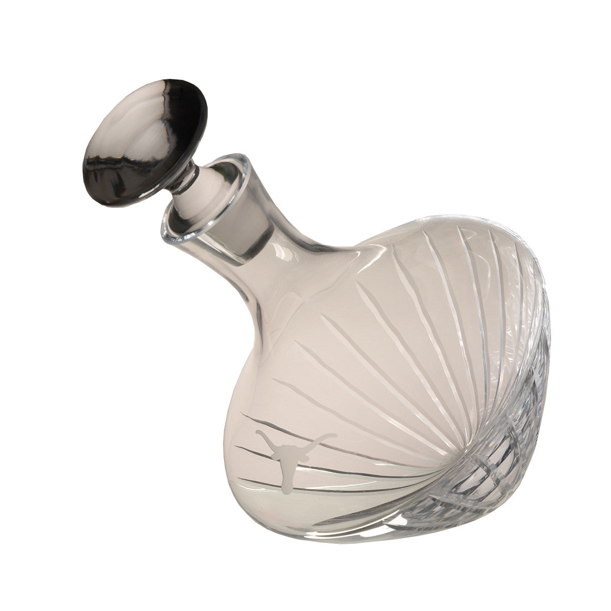 Texas Longhorn Logo Etched Crystal Beveled Orbital Magnum Decanter (RC3505)