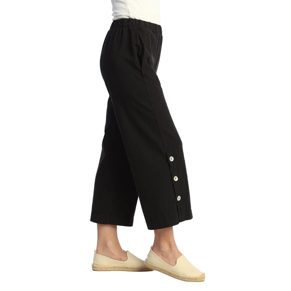 Jess & Jane Weekend Jersey Pants with Pockets & Side Buttons (3 Colors) (WK13)