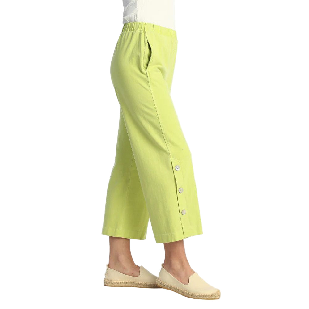 Jess & Jane Weekend Jersey Pants with Pockets & Side Buttons (3 Colors) (WK13)