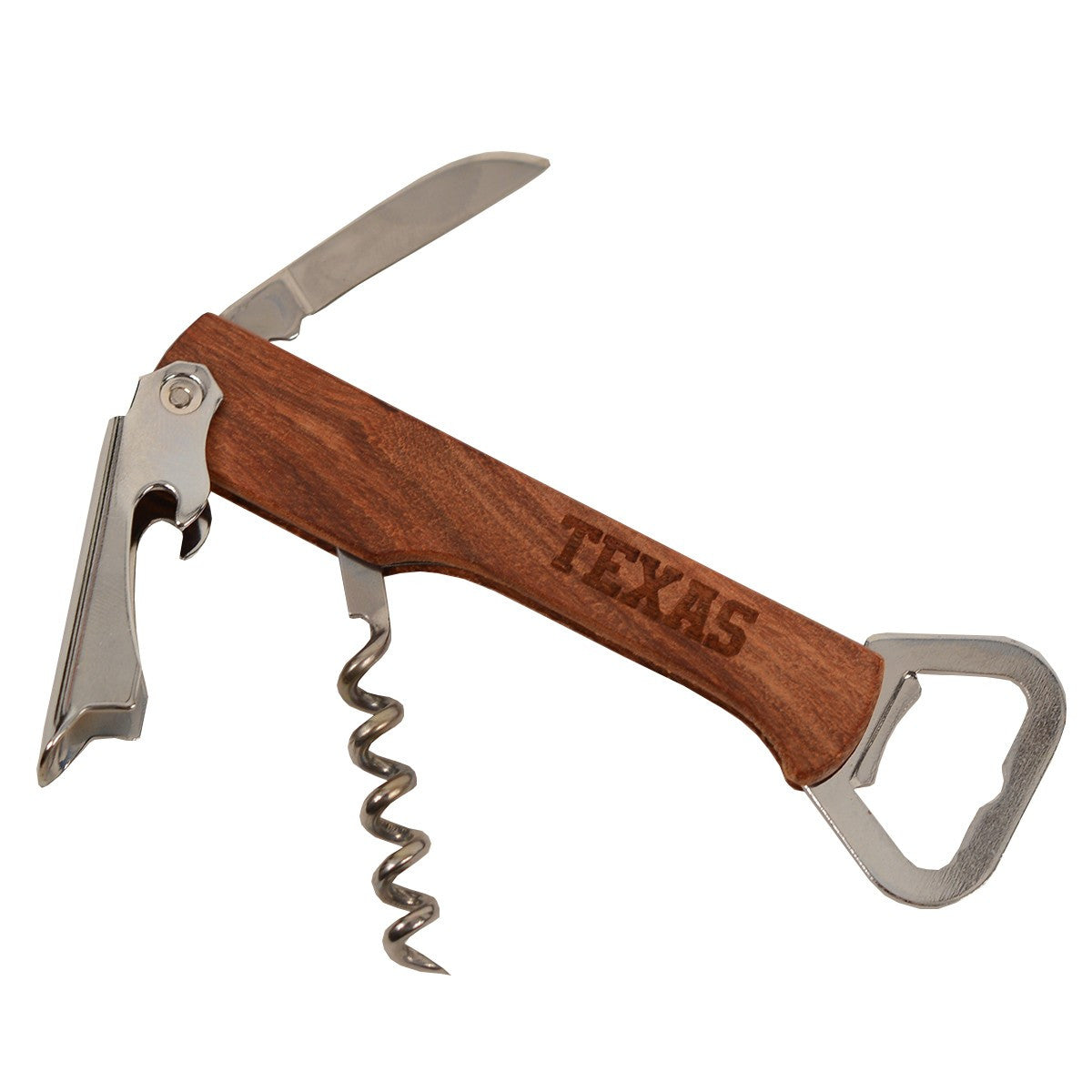 Texas Wooden Etched Wine & Bottle Opener (WK)
