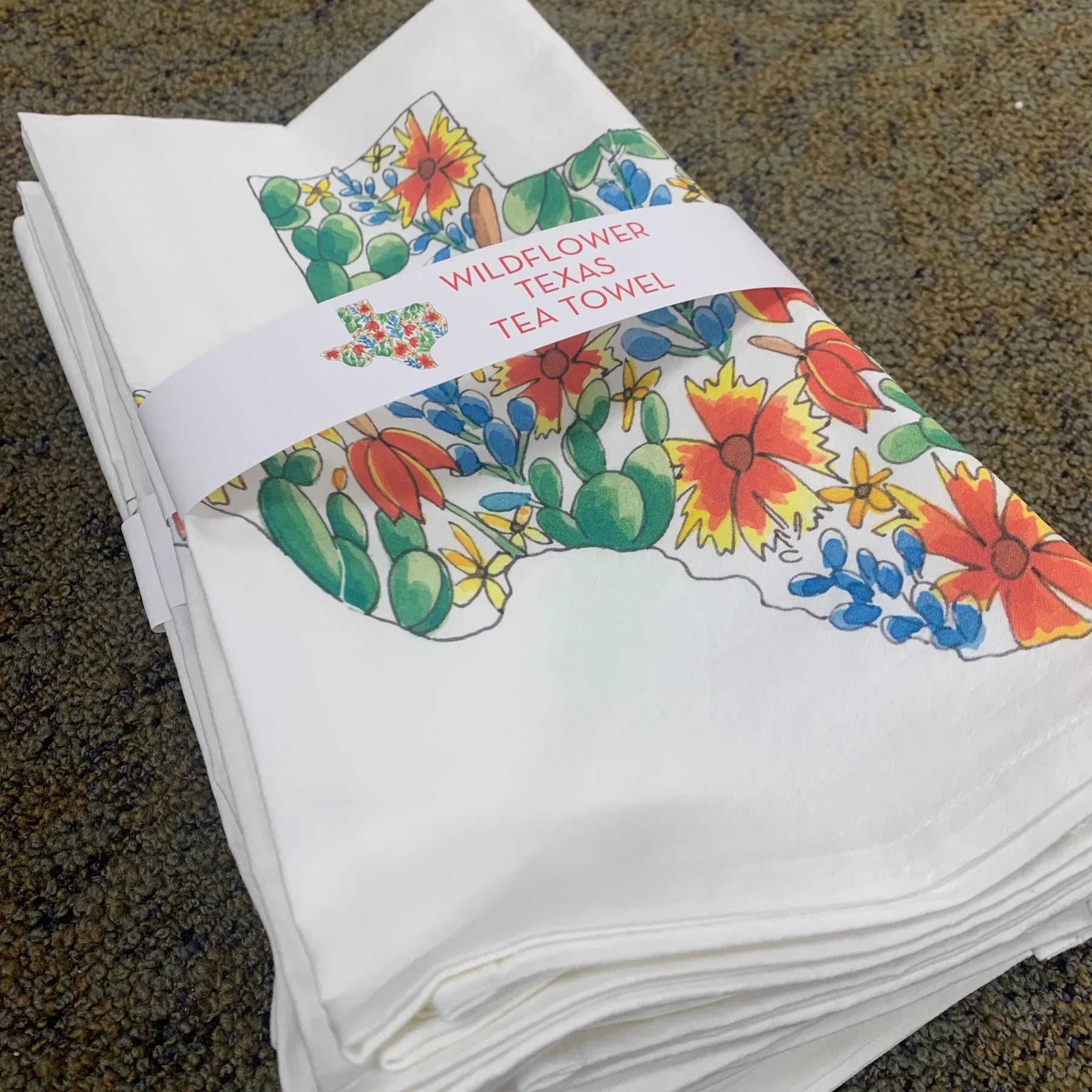 Flower and Vine Texas Wildflower Tea Towel