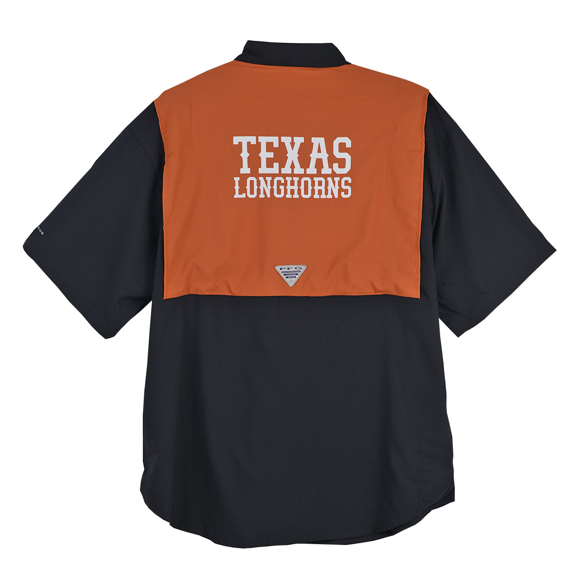 Texas Longhorn Columbia Tamiami Color Block Short Sleeve Shirt (BLK/BO)