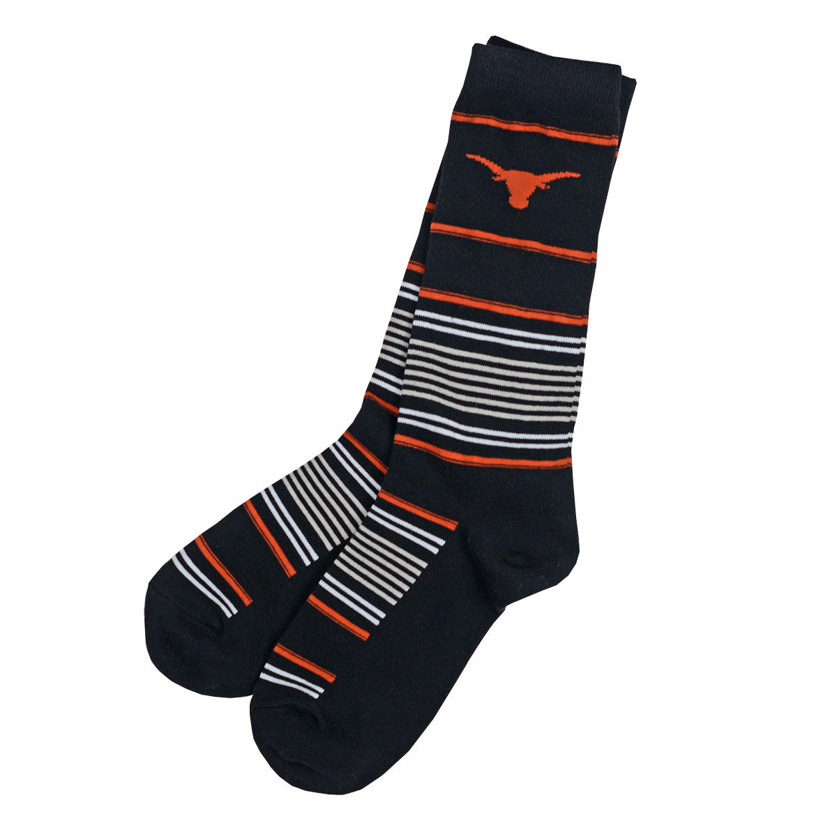 Texas Longhorn Alumnus Thin Stripe Crew Socks (XTHS1) BLK/ORNG/WHT/GREY