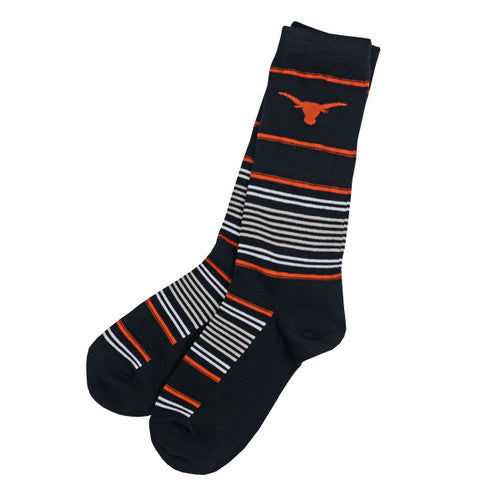 Texas Longhorn Alumnus Thin Stripe Crew Socks (XTHS1) BLK/ORNG/WHT/GREY
