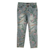 A.Z.I. Denim 5 Pocket Floral Jean With Rhinestones (Z13451) (Denim )