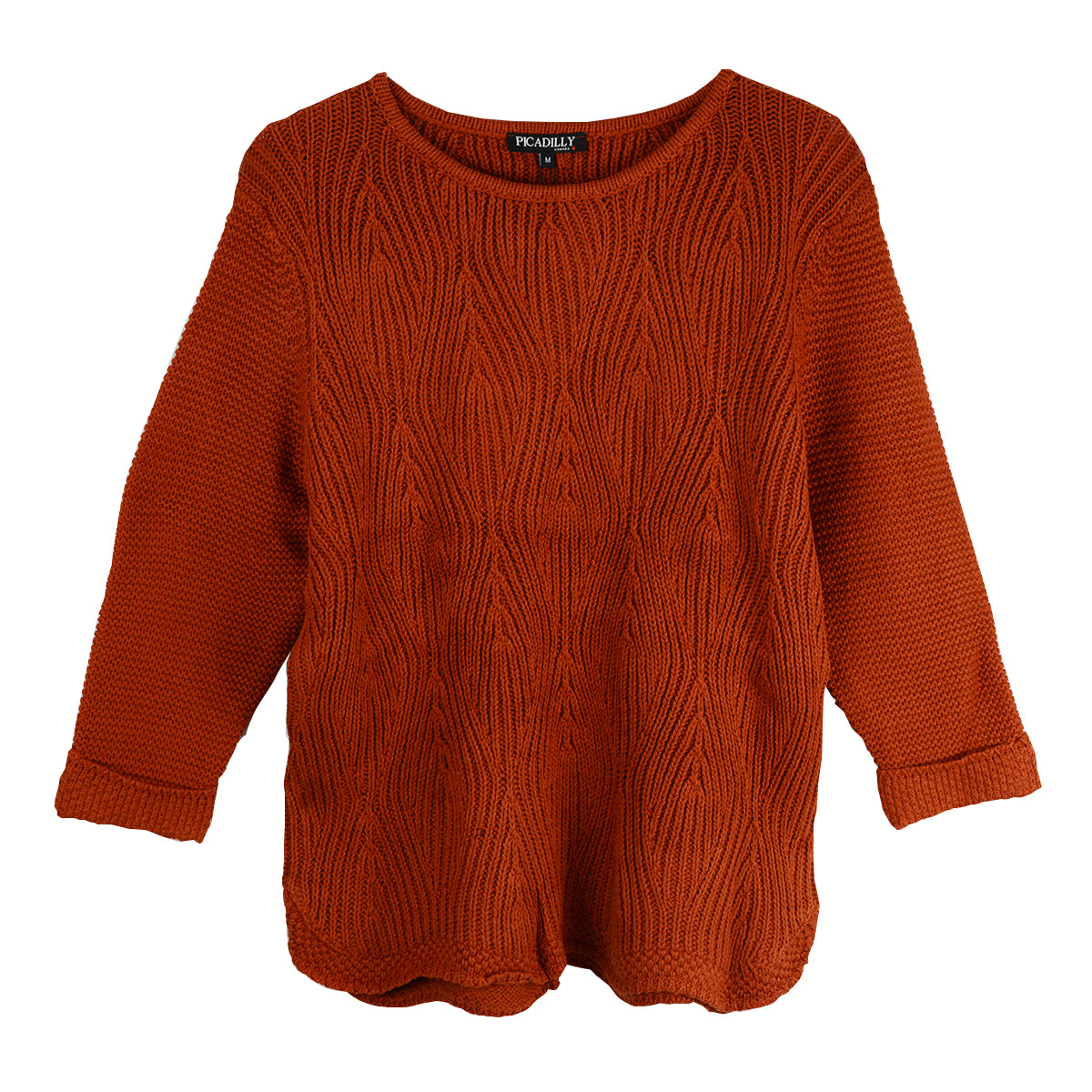 Picadilly Curved Hem Knit Sweater (ZE117-682)(Glazed Ginger)