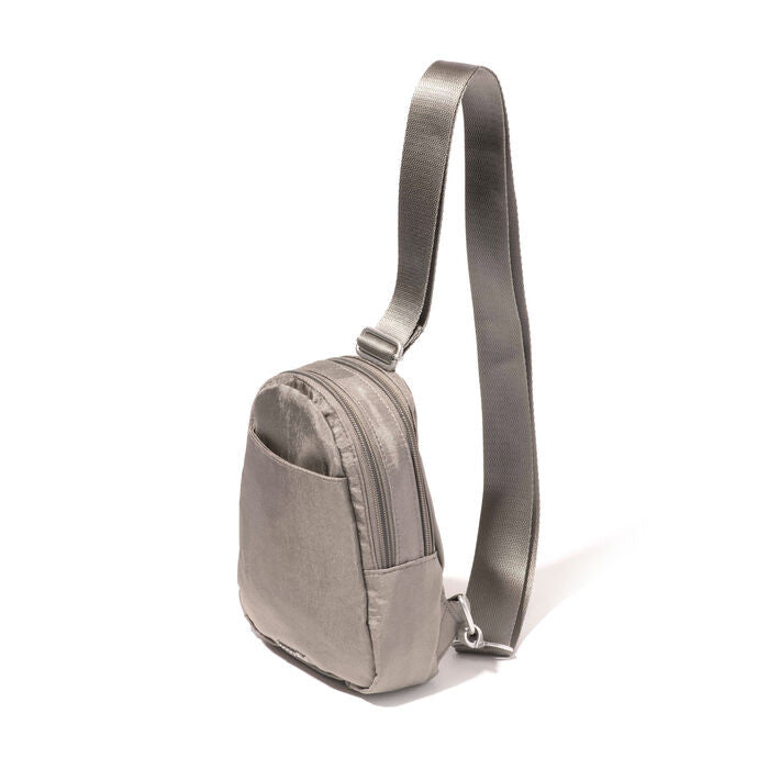 Baggallini Double Zip Mini Sling Sterling Shimmer