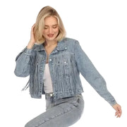 A.Z.I. Azita Fringe Washed Jacket (Z13577)(Indigo)