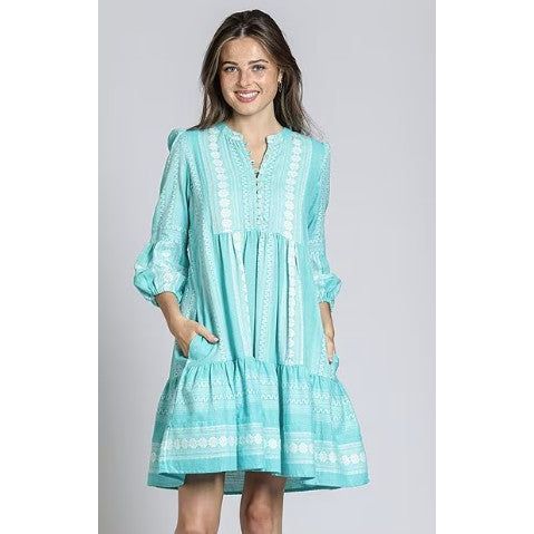 APNY Embroidered Boho Tiered Dress
