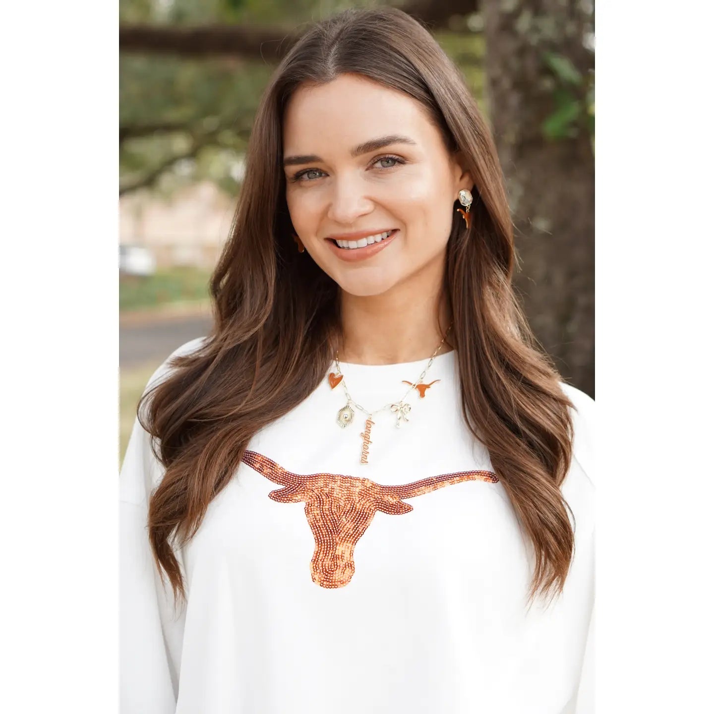 Texas Longhorn Canvas Style Paper Clip Charm Collector Necklace (26266N-TEX)