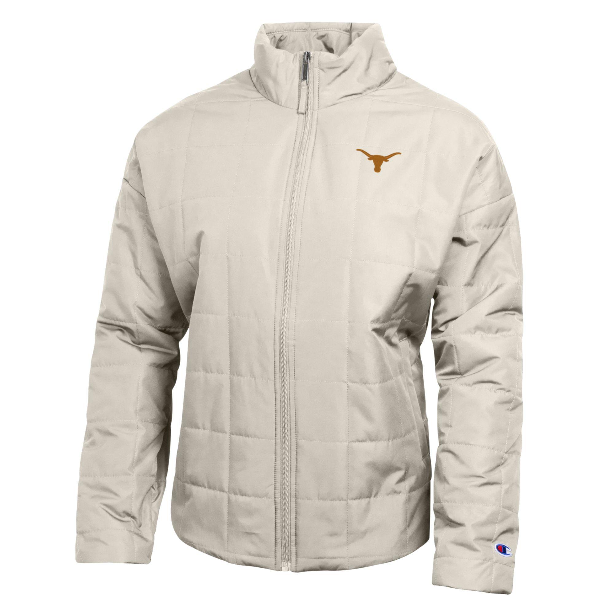 Texas Longhorn Ladies Lightweight Full Zip Puffer Single Logo Jacket (C70117004) (Ivory)