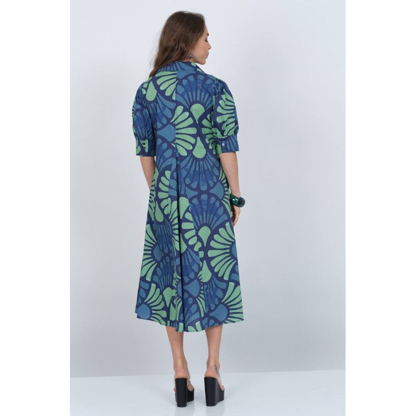 Lior Amber Floral Point Collar Dress (GRN/NVY)(Amber-3)