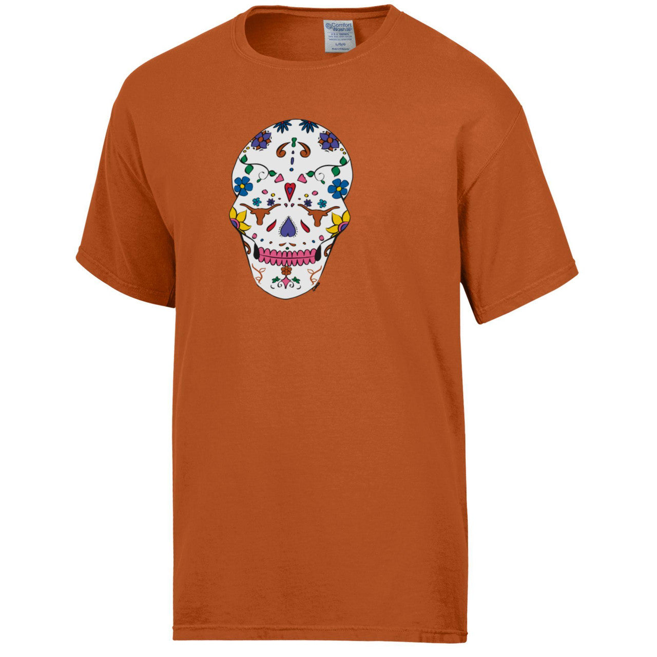 Texas Longhorn Sugar Skull Tee designed by Amber Teal (GDH100)
